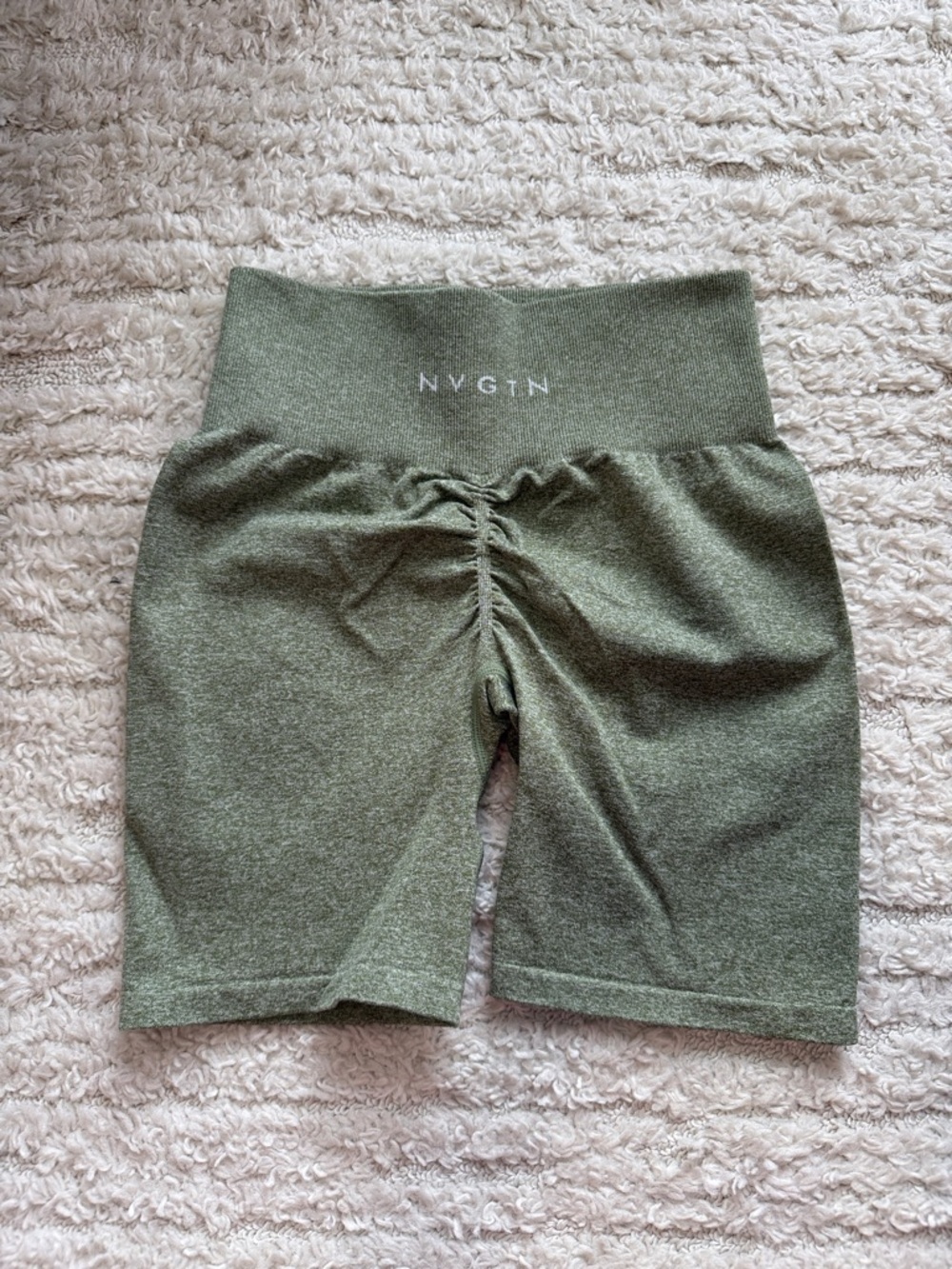 NVGTN Scrunch Seamless High-Rise Biker Shorts in Meadow Green - Women’s